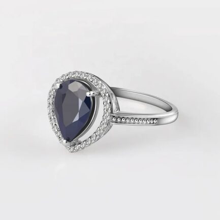 Vintage Sapphire Pear Cut Ring in Sterling Silver - Image 5