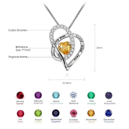 7mm White Cubic Zirconia Heart Cut Pendants Necklace in Sterling Silver - Image 4