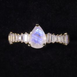 Vintage Moonstone Pear Cut Ring in Sterling Silver