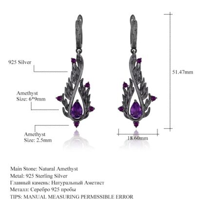 9mm Vintage Amethyst Pear Cut Drop Earrings in Sterling Silver - Image 6