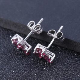 4mm Vintage Red Garnet Heart Cut Stud Earrings in Sterling Silver