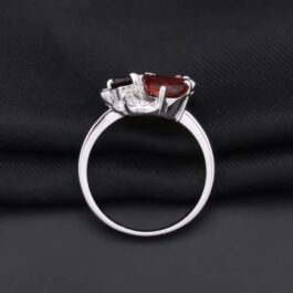 10mm Vintage Red Garnet Pear Cut Ring in Sterling Silver