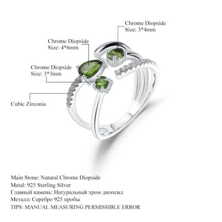 6mm Vintage Chrome Diopside Pear Cut Ring in Sterling Silver - Image 5