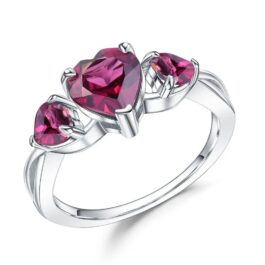 7mm Vintage Red Garnet Heart Cut Ring in Sterling Silver