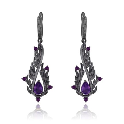 9mm Vintage Amethyst Pear Cut Drop Earrings in Sterling Silver