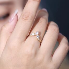 Vintage Moonstone Pear Cut Ring in Sterling Silver