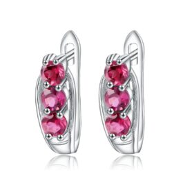 3.5mm Vintage Red Garnet Round Cut Clip Earrings in Sterling Silver