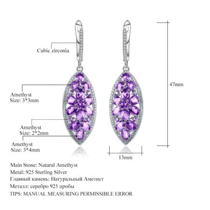 4mm Vintage Amethyst Oval Cut Drop Earrings in Sterling Silver - Image 5