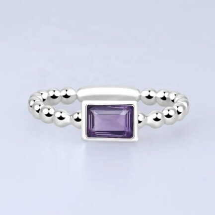 Vintage Amethyst Emerald Cut Ring in Sterling Silver - Image 2