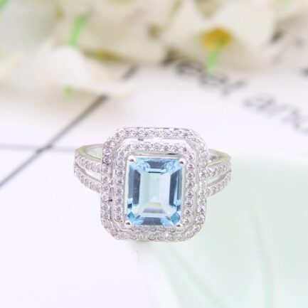 9mm Vintage Topaz Emerald Cut Ring in Sterling Silver - Image 2