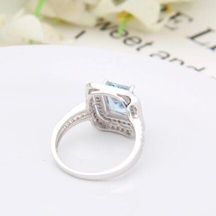 9mm Vintage Topaz Emerald Cut Ring in Sterling Silver - Image 3