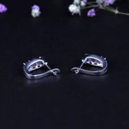 3.5mm Vintage Red Garnet Round Cut Clip Earrings in Sterling Silver