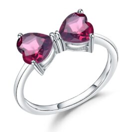 6mm Vintage Red Garnet Heart Cut Ring in Sterling Silver