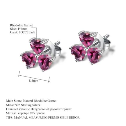 4mm Vintage Red Garnet Heart Cut Stud Earrings in Sterling Silver - Image 5