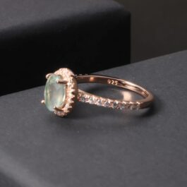 8mm Vintage Moss Agate Oval Cut Ring in Sterling Silver