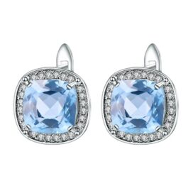 8mm Vintage Topaz Cushion Cut Stud Earrings in Sterling Silver