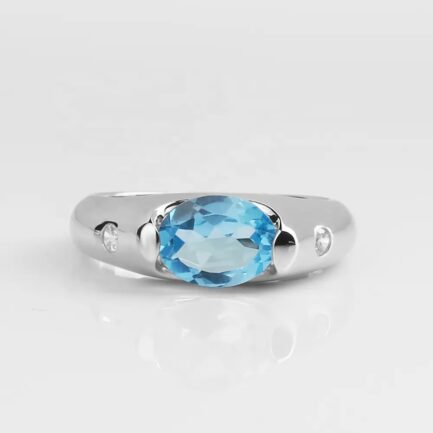 Vintage Topaz Oval Cut Ring in Sterling Silver - Image 4