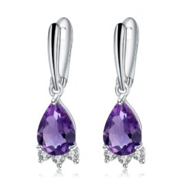 10mm Vintage Amethyst Pear Cut Drop Earrings in Sterling Silver