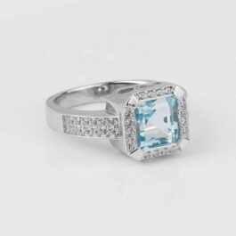 Vintage Topaz Asscher Cut Ring in Sterling Silver