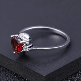 6mm Vintage Red Garnet Heart Cut Ring in Sterling Silver