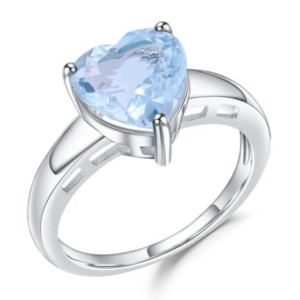 9mm Vintage Topaz Heart Cut Ring in Sterling Silver