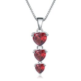 7mm Vintage Red Garnet Heart Cut Wedding Necklace in Sterling Silver