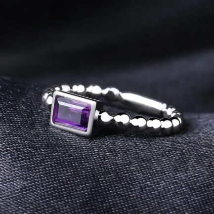 Vintage Amethyst Emerald Cut Ring in Sterling Silver - Image 3