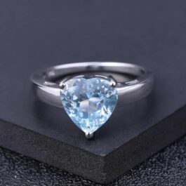 9mm Vintage Topaz Heart Cut Ring in Sterling Silver