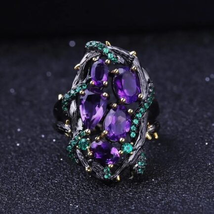 8mm Vintage Amethyst Pear Cut Ring in Sterling Silver - Image 3