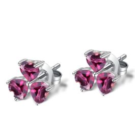 4mm Vintage Red Garnet Heart Cut Stud Earrings in Sterling Silver