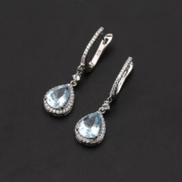 10mm Vintage Topaz Pear Cut Drop Earrings in Sterling Silver