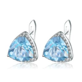 9mm Vintage Topaz Trillion Cut  Stud Earrings in Sterling Silver