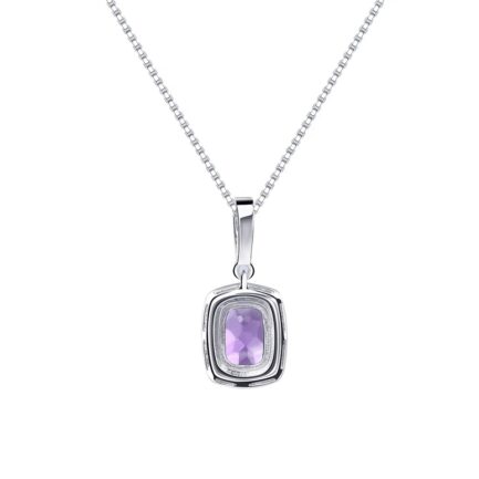 Vintage Amethyst Oval Cut Pendant Necklace in Sterling Silver - Image 2