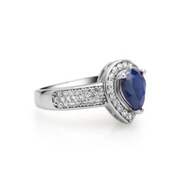 8mm Vintage Sapphire Pear Cut Ring in Sterling Silver