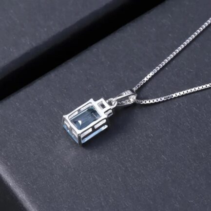 9mm Vintage Topaz Emerald Cut Pendants Necklace in Sterling Silver - Image 4