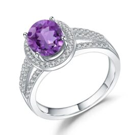 9mm Vintage Amethyst Oval Cut Ring in Sterling Silver