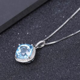 10mm Vintage Topaz Cushion Cut Pendants Necklace in Sterling Silver