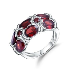 7mm Vintage Red Garnet Oval Cut Ring in Sterling Silver