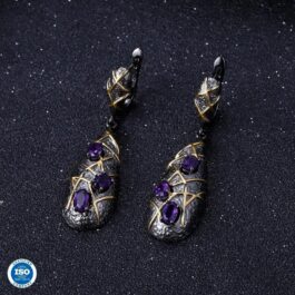 5mm Vintage Amethyst Oval Cut Drop Earrings in Sterling Silver