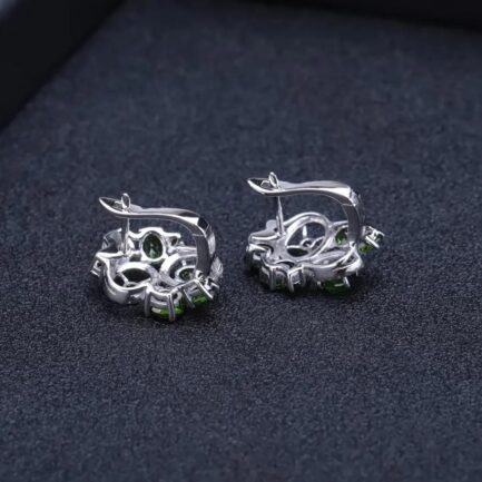 5mm Vintage Chrome Diopside Oval Cut Clip Earrings in Sterling Silver - Image 4