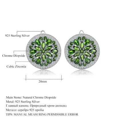 Vintage Chrome Diopside Marquise Cut Clip Earrings in Sterling Silver - Image 6