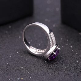 9mm Vintage Amethyst Oval Cut Ring in Sterling Silver