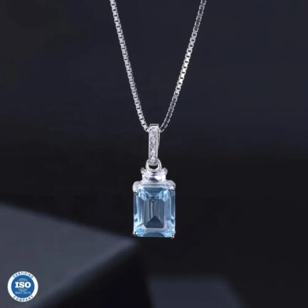 9mm Vintage Topaz Emerald Cut Pendants Necklace in Sterling Silver - Image 3