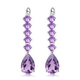 12mm Vintage Amethyst Pear Cut Drop Earrings in Sterling Silver