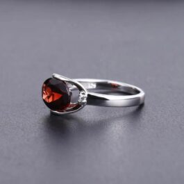 10mm Vintage Red Garnet Oval Cut Ring in Sterling Silver