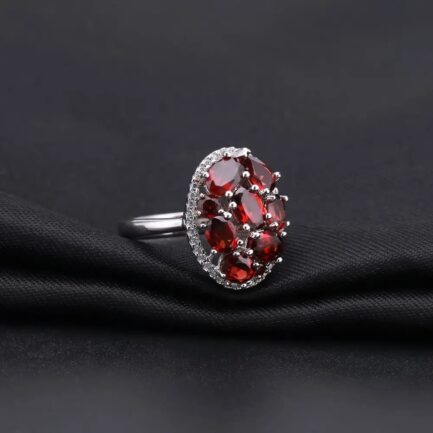 Vintage Red Garnet Oval Cut Ring in Sterling Silver - Image 2