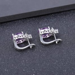 10mm Vintage Amethyst Oval Cut Clip Earrings in Sterling Silver