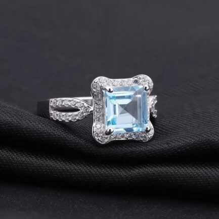 8mm Vintage Topaz Emerald Cut Ring in Sterling Silver - Image 4