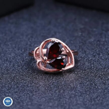 8mm Vintage Red Garnet Pear Cut Ring in Sterling Silver - Image 4