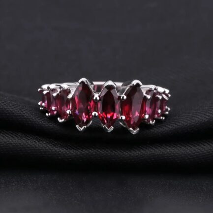 8mm Vintage Red Garnet Marquise Cut Ring in Sterling Silver - Image 5